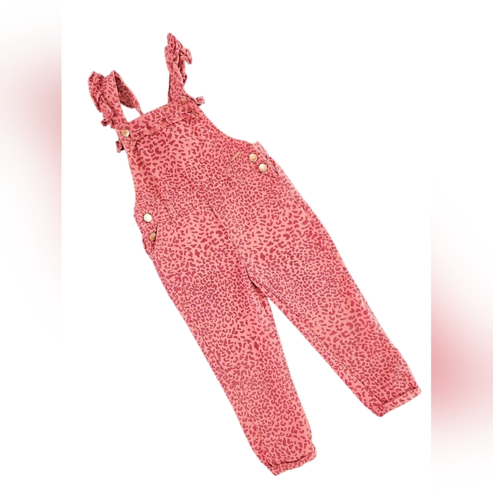 Tahari Pink Leopard Print Kids Overalls
